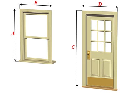 Dimensions of door and window openings